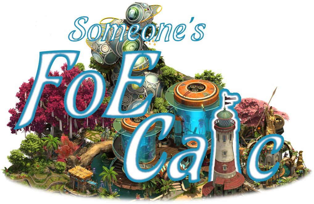 A beautiful logo for FoE Calc composed of various buildings